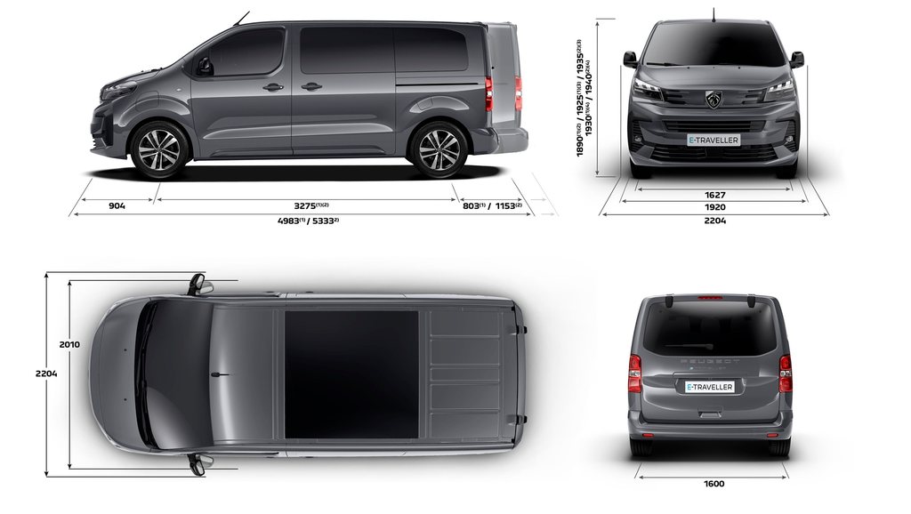 New PEUGEOT E-TRAVELLER Exterior dimensions